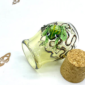 Glass Frog Jar, Chameleon Jar, Glass Stash Jar, Glass Smoking Jar, Hand Blown Jar, Glass Jar Gift  JP009-FR