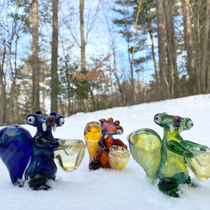 Glass Scrat Ice Squirrel Pipe, Hand Blown Pipe, HP096