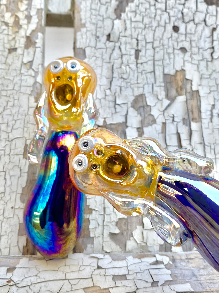 Glass The Scream Pipe, Hand Blown Pipe, HP139M – Apollo Glassworks