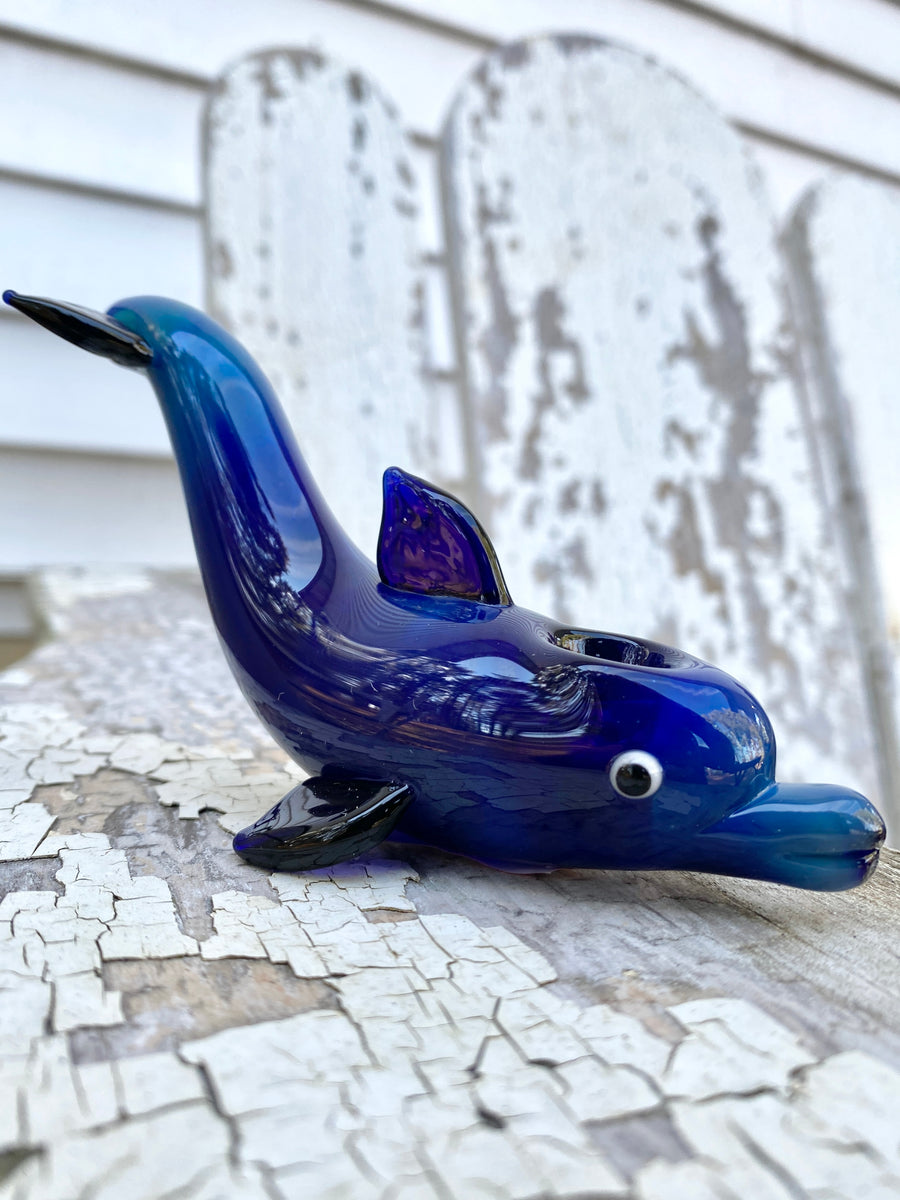 Glass Pipe Smoking Tobacco Iridescent Dolphin, HP149M – Apollo Glassworks