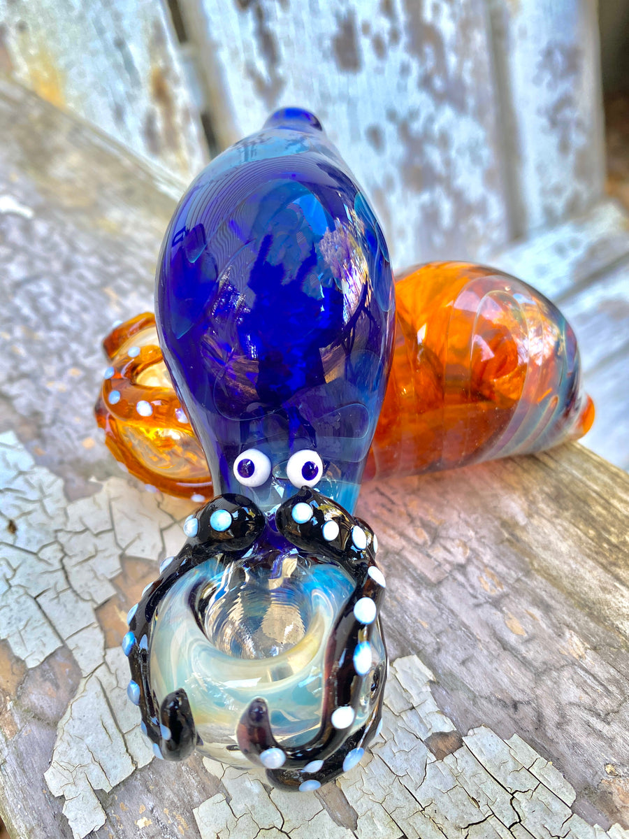 Glass Octopus Pipe, Hand Blown Pipe, QQ204-OP – Apollo Glassworks