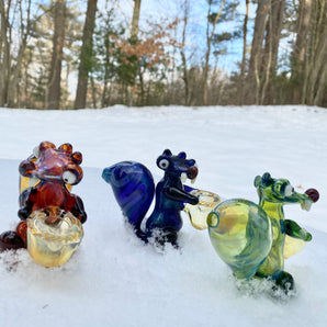 Glass Scrat Ice Squirrel Pipe, Hand Blown Pipe, HP096