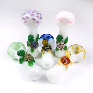 Glass Sea Turtle Pipe, Hand Blown Pipe, QQ201-ST