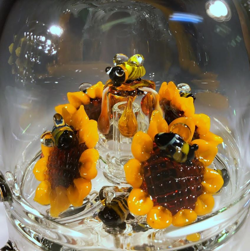 Fringe Bees Glass Water Bottle