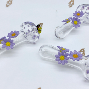 Glass Tobacco Daisy Bee Pipe, Glass Smoking Pipe, Hand Blown Pipe, Glass Pipe Gift-QQ210-DY