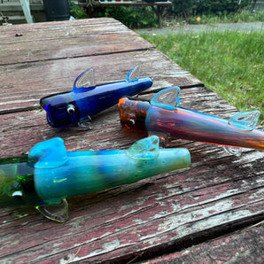 Handmade Glass Fish Chillum; HP365