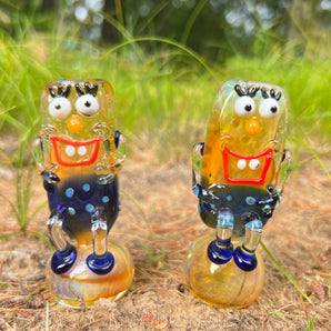 Glass Silver Fuming Spongebob Pipe, Hand Blown Pipe, HP119