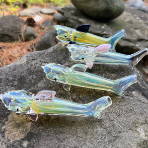 4.5 inches Glass Silver fuming Shark one hitter/ Chillum