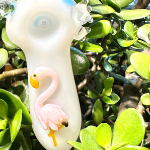 Glass Flamingo hand-pipe, QQ4-FG