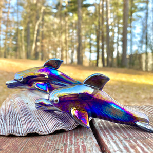 Glass Pipe Smoking Tobacco Iridescent Dolphin, HP149M / HP149S