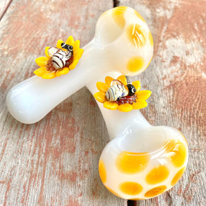 glass Flower-bee pipe, hand made pipe, QQ201-FB