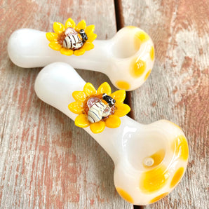 glass Flower-bee pipe, hand made pipe, QQ201-FB