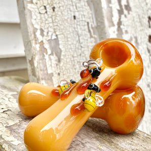 Glass Honey Bee Pipe,  Hand Blown Pipe, QQ203-HB(Drips)