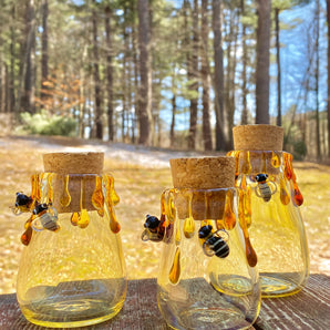 Glass Honey Bee Jar, Hand Blown Jar, JP014-HB