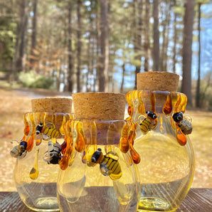 Glass Honey Bee Jar, Hand Blown Jar JP109-HB