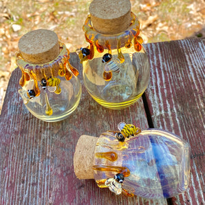 Glass Honey Bee Jar, Hand Blown Jar JP109-HB
