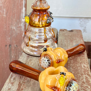 glass honey bee pipe, hand made pipe HP356-B