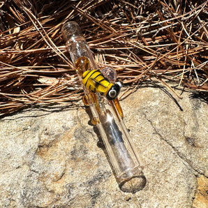 Glass tobacco one hitter/chillum, handmade honeybee one hitter, L312/L412-HB