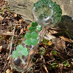 Glass Clover Pipe, Hand Blown Pipe, QQ210-CL