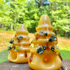 Glass Bee Hive Pipe, Hand Blown Pipe, HP326