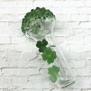 Glass Clover Pipe, Hand Blown Pipe, QQ210-CL