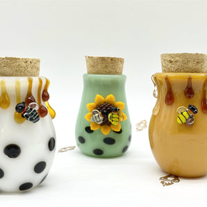 Glass Stash Bees Jar, Glass Smoking Jar, Hand Blown Jar, Glass Jar Gift-JP014/109W/190-AM-HB