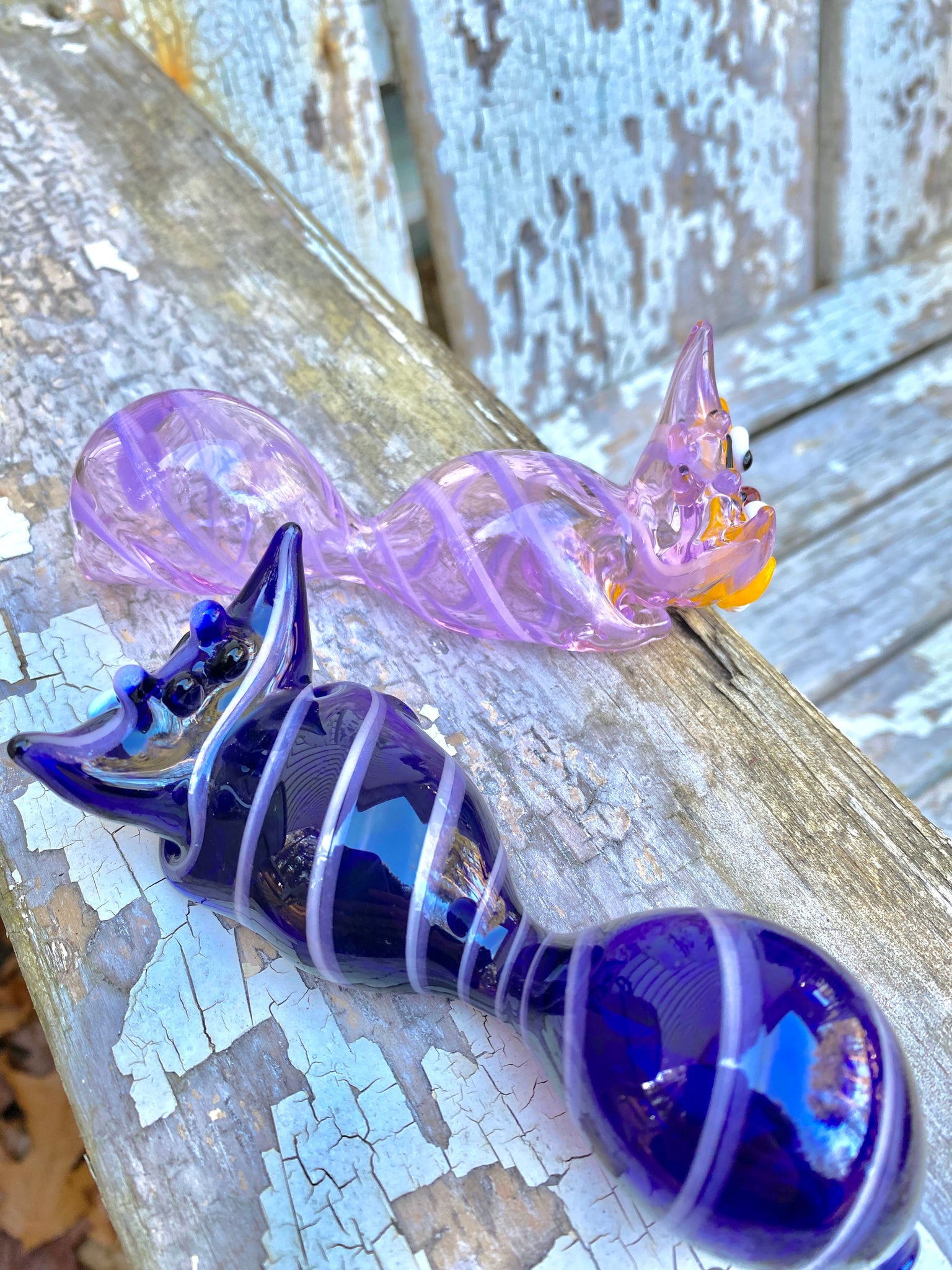 Glass Cheshire Cat Pipe, Hand Blown Pipe, HP057 – Apollo Glassworks
