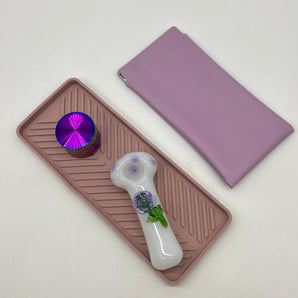 Glass Transparent Purple Rose Set