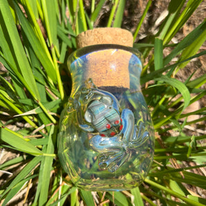 Glass Rain Frog hand made jar-JP109-RF
