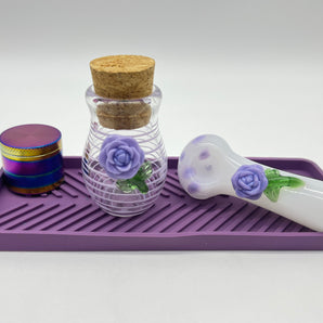 Glass Purple Rose Set