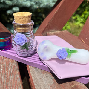 Glass Purple Rose Set