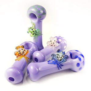 Glass Purple Frog Pipe, Hand Blown Pipe, QQ208-FR