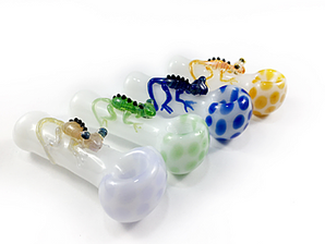 Glass Lizard Pipe,  Hand Blown Pipe, QQ201-LZ