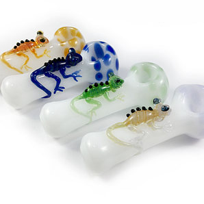 Glass Lizard Pipe,  Hand Blown Pipe, QQ201-LZ