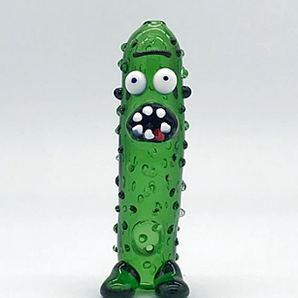 Glass Pickle Rick Pipe, Hand Blown Pipe, HP346