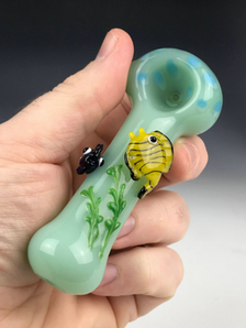 Glass Fish Pipe, Hand Blown Pipe, QQ205-FS