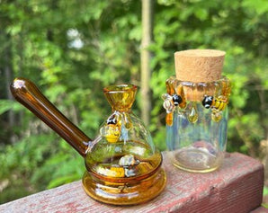 Handmade Honey bee Jar with Honey Jar Pipe Set, HP361 SET