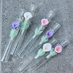 Lily Flower Glass one hitter and Chillum, L312-LY; L412-LY