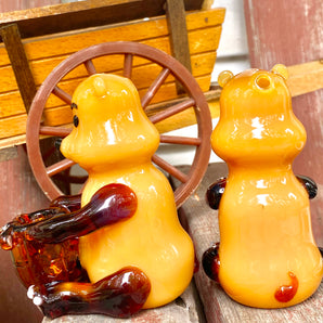 glass honey bear pipe, hand made pipe