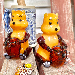 glass honey bear pipe, hand made pipe