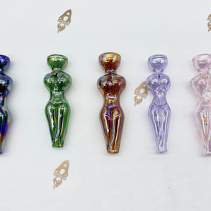 Glass Naked Lady Chillum, Hand Blown Pipe,   HP128M