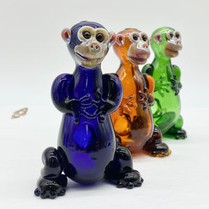 Glass Monkey Pipe, Hand Blown Pipe, HP092