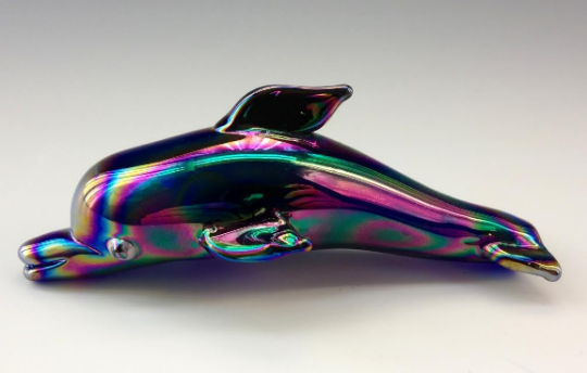 Glass Pipe Smoking Tobacco Iridescent Dolphin, HP149M – Apollo Glassworks