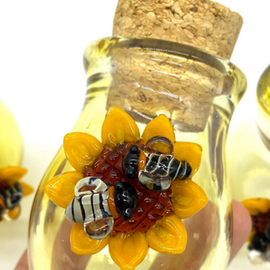 Glass Sunflower Jar, Glass Stash Jar, Glass Smoking Jar, Hand Blown Jar, Glass Jar Gift-JP109-FB