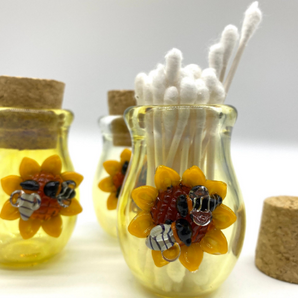 Glass Sunflower Jar, Glass Stash Jar, Glass Smoking Jar, Hand Blown Jar, Glass Jar Gift-JP109-FB