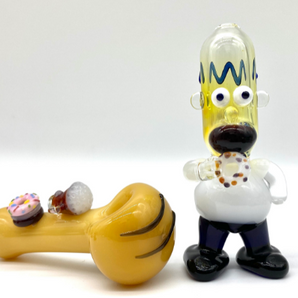 Glass Tobacco Homer Simpson Pipe, Glass Smoking Pipe, Hand Blown Pipe, Glass Pipe Gift QQ213-HR